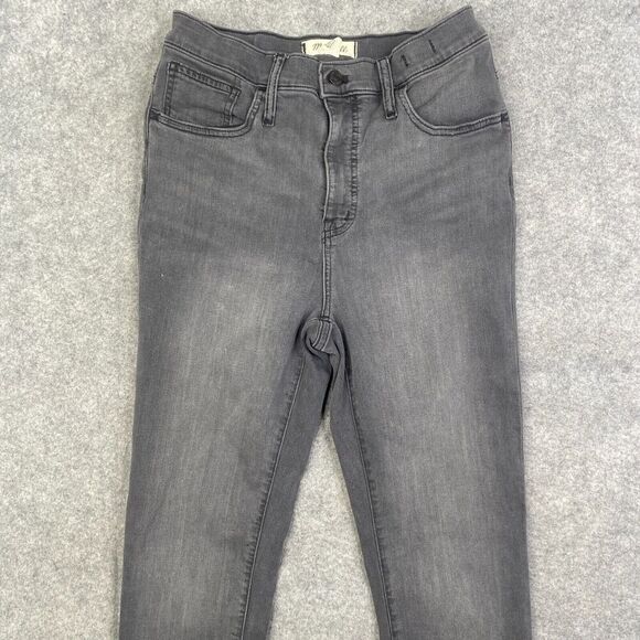 MadeWell 10' HIGH-RISE Skinny Jeans 27 Gray Faded Raw Hem - Picture 2 of 14